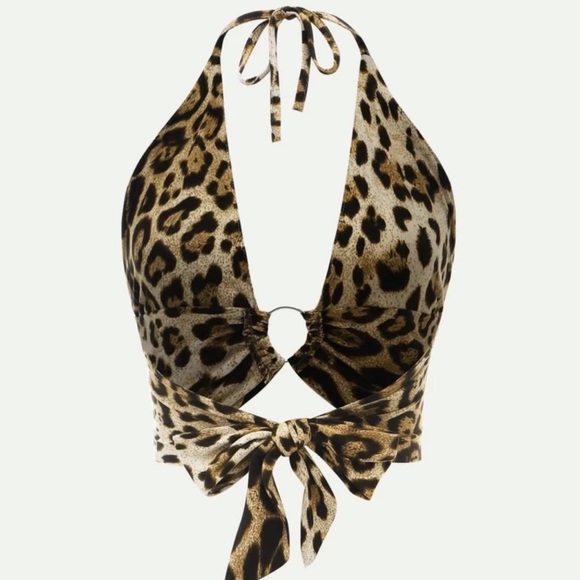 SHEIN leopard print ring crop top - Picture 2 of 4